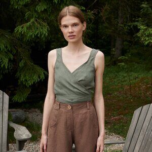 Linenfox Soja Top Green Linen S-M